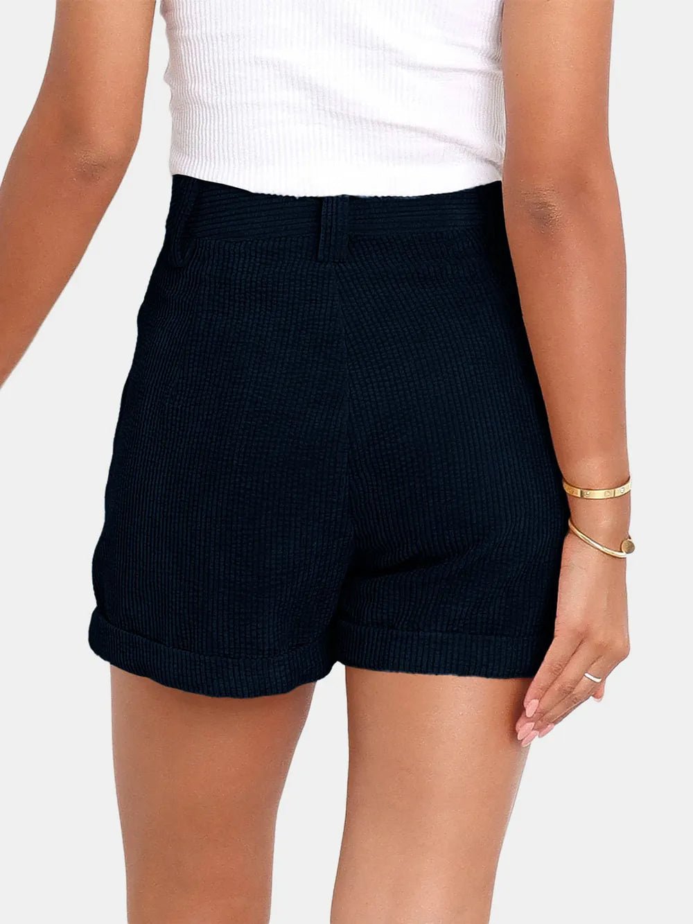 High Waist Shorts with Pockets - Aura Apparel