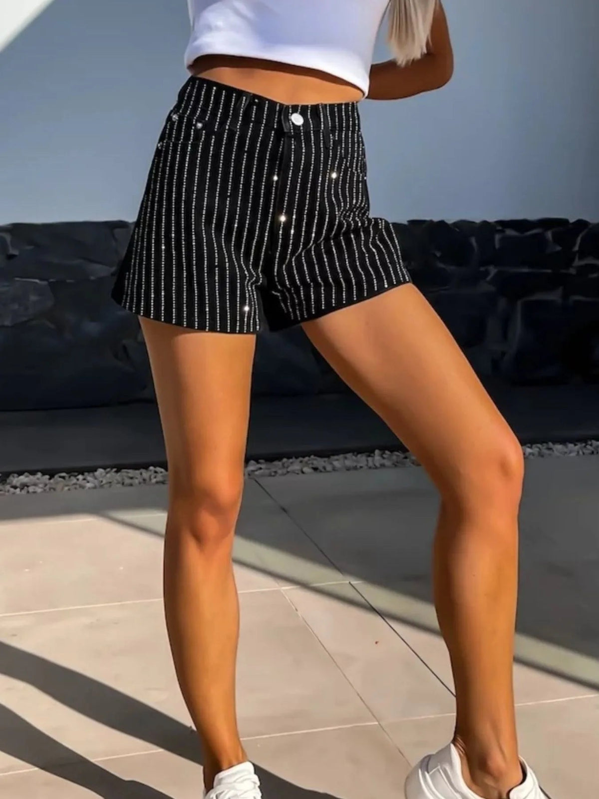 High Waist Wash Denim Shorts - Aura Apparel