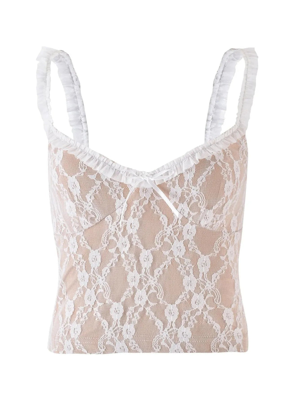 Lace Cami Top with Frill Straps - Aura Apparel