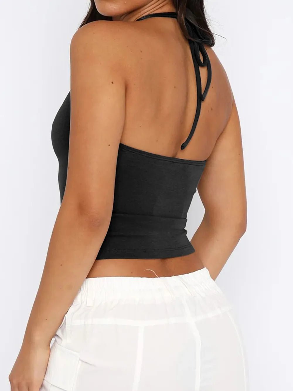 Lace Detail Halter Neck Cami - Aura Apparel