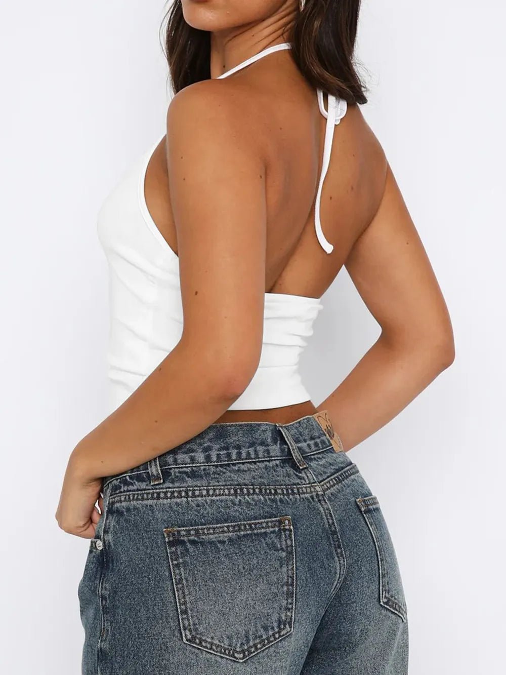 Lace Detail Halter Neck Cami - Aura Apparel