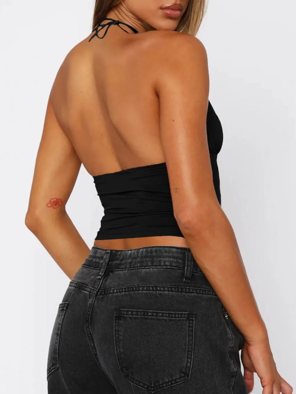 Lace Detail Halter Neck Cami - Aura Apparel