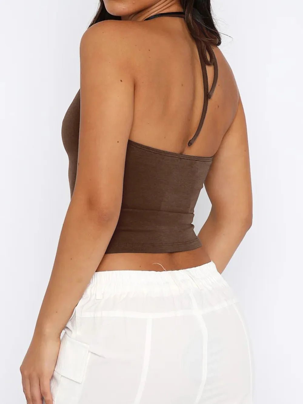 Lace Detail Halter Neck Cami - Aura Apparel