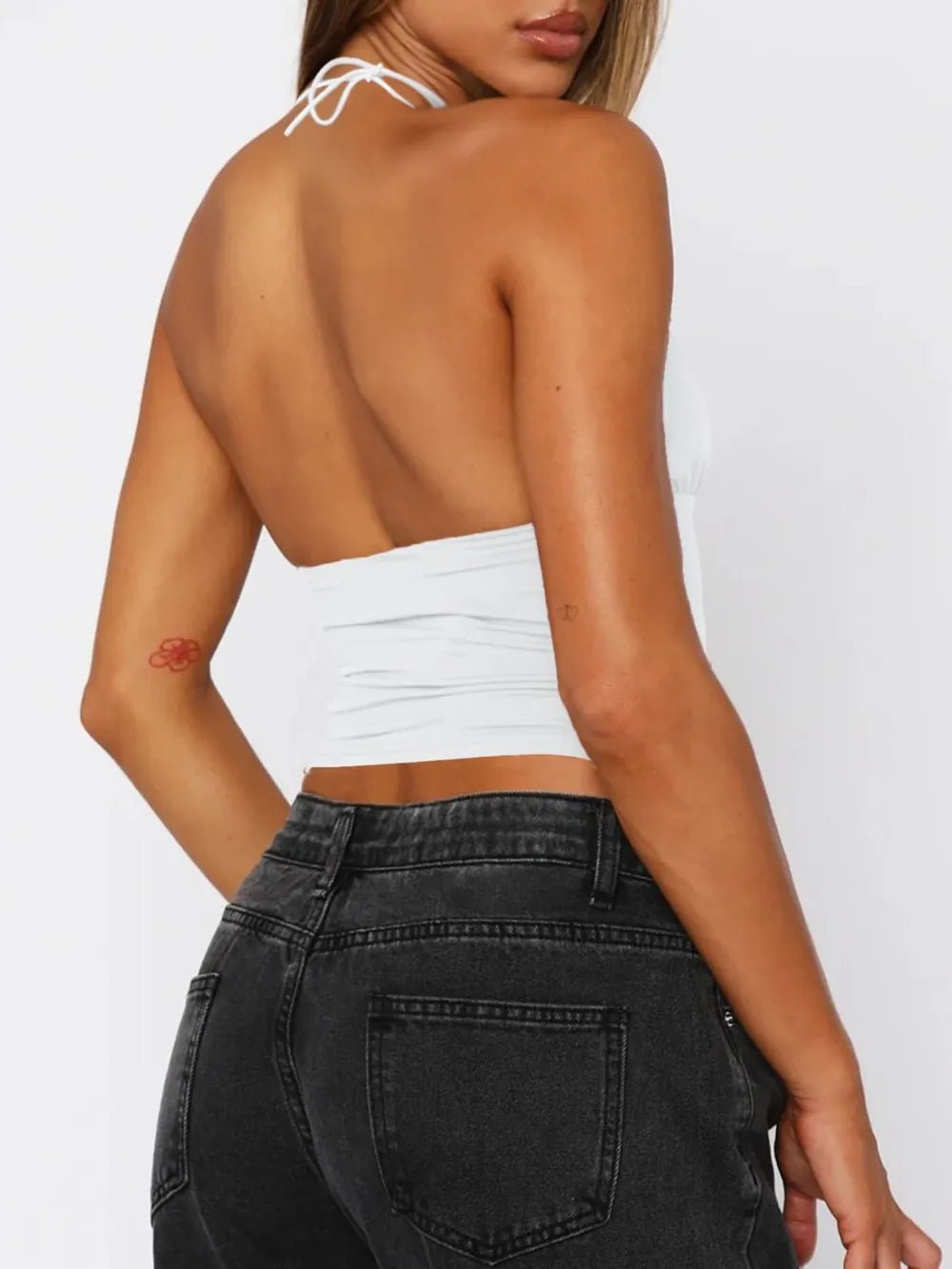 Lace Detail Halter Neck Cami - Aura Apparel