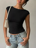 Lace Detail T-Shirt with Cap Sleeves - Aura Apparel
