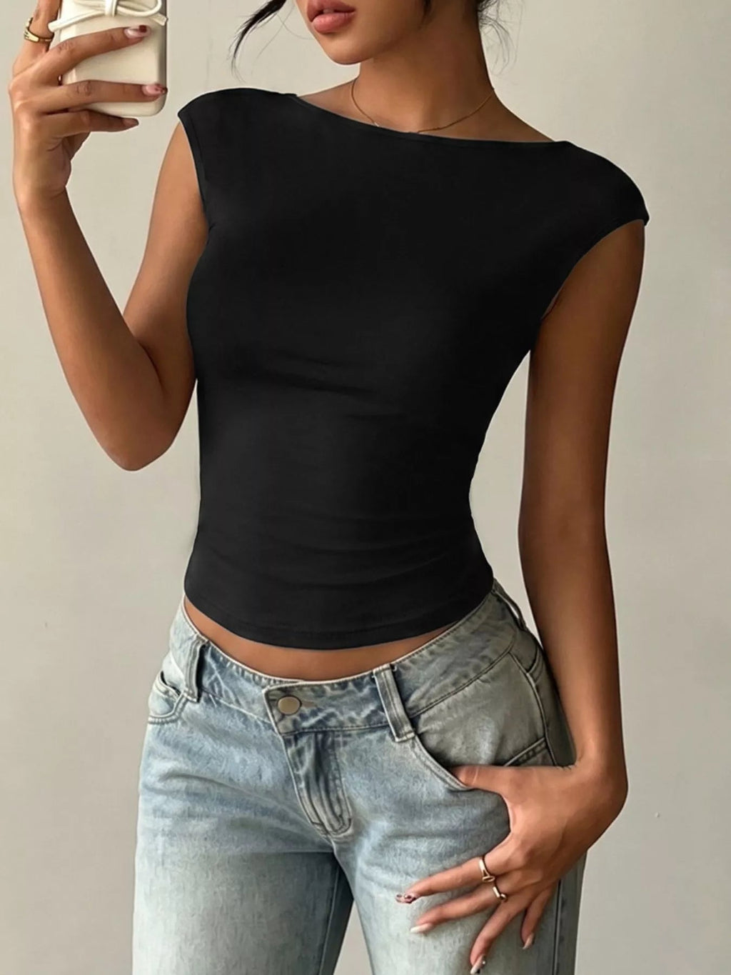 Lace Detail T-Shirt with Cap Sleeves - Aura Apparel