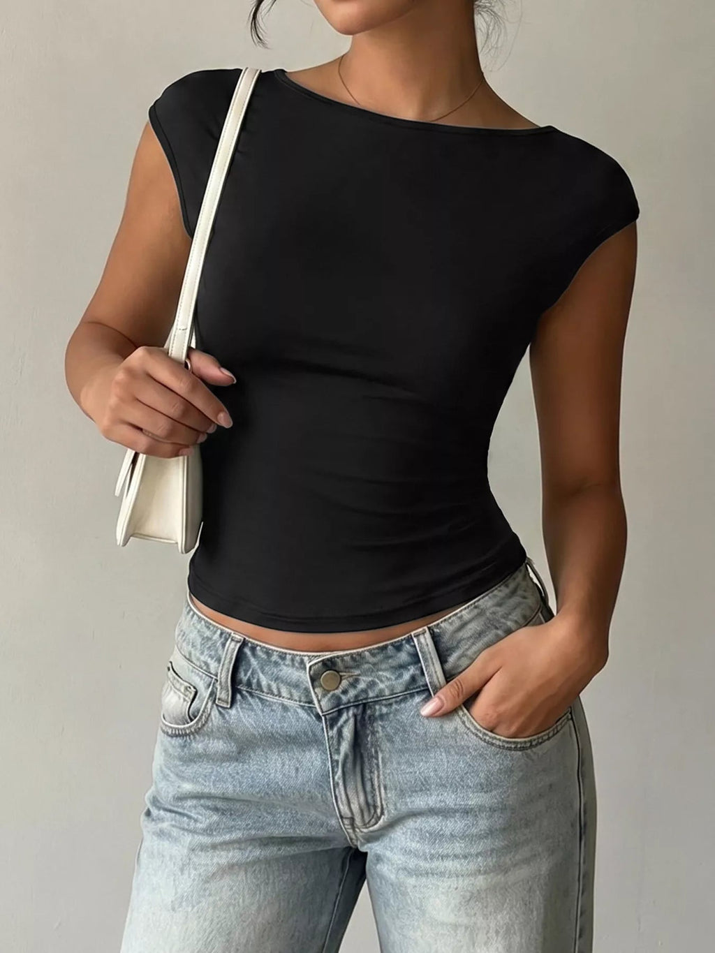 Lace Detail T-Shirt with Cap Sleeves - Aura Apparel