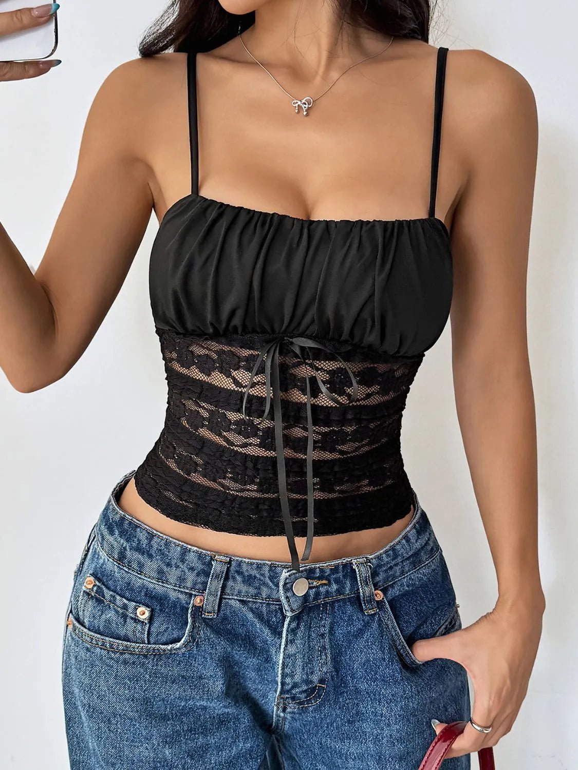 Lace Square Neck Cami - Aura Apparel
