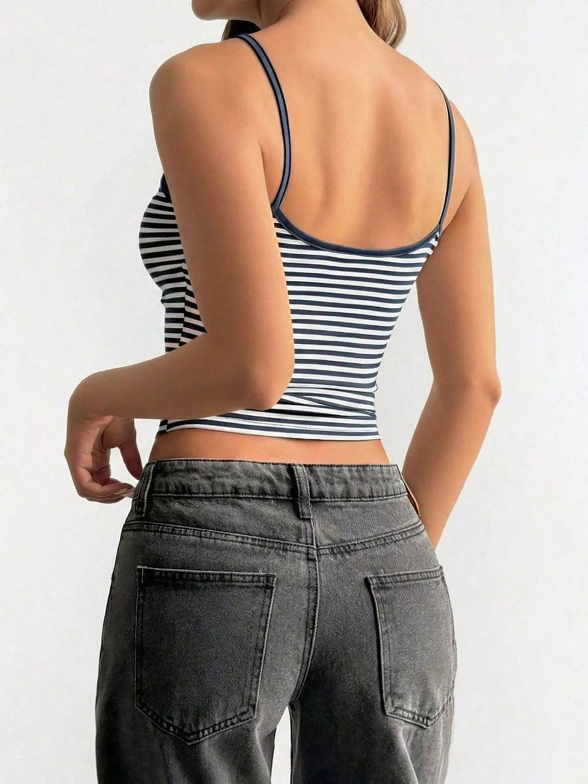 Lace Trim Striped Cami - Aura Apparel