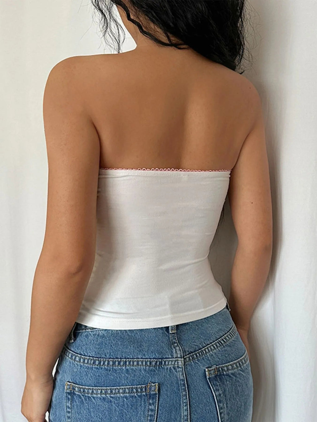 Lace Trim Tube Top - Aura Apparel