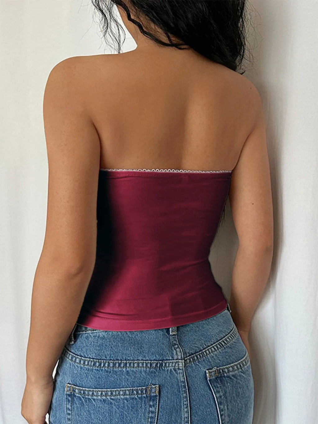 Lace Trim Tube Top - Aura Apparel