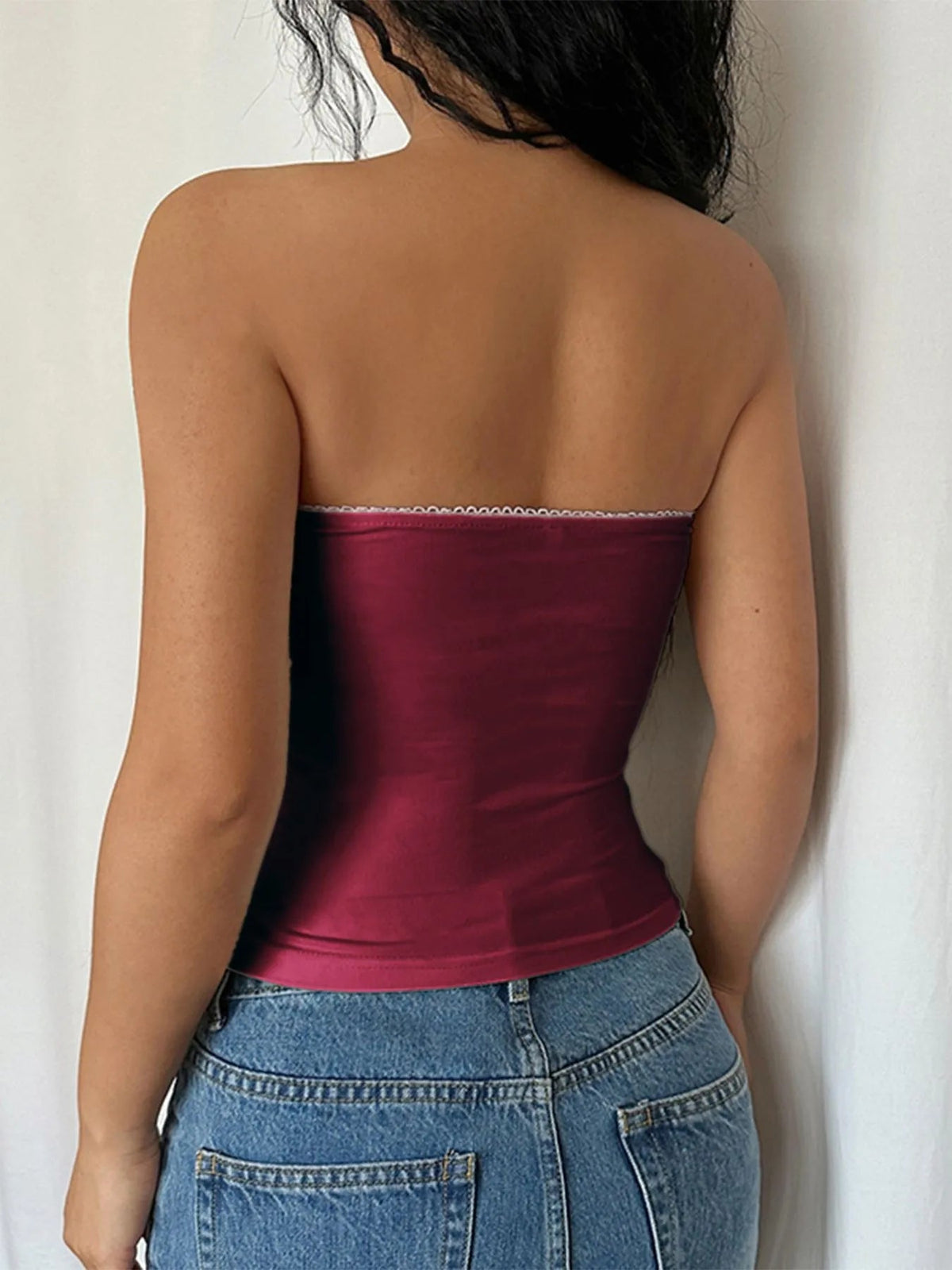 Lace Trim Tube Top - Aura Apparel
