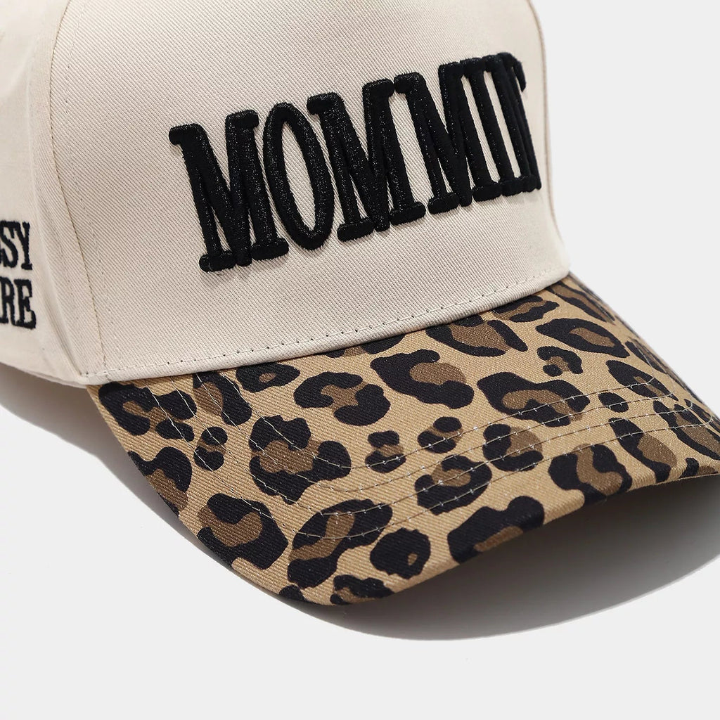 Leopard Embroidered Slogan Baseball Cap - Aura Apparel