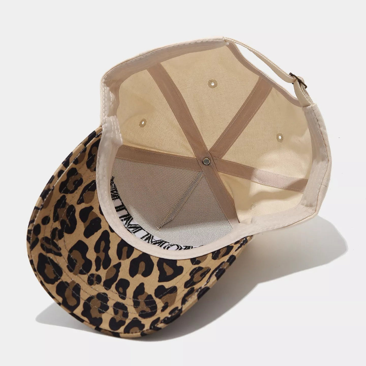 Leopard Embroidered Slogan Baseball Cap - Aura Apparel