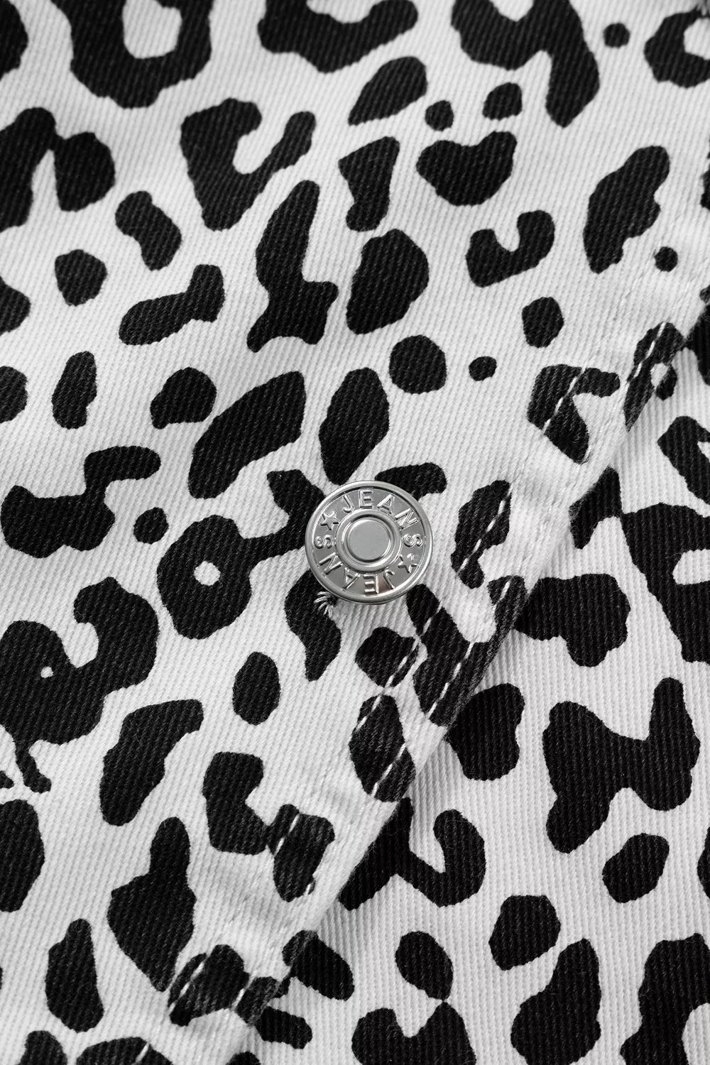 Leopard Print Button Overlap Denim Shorts - Aura Apparel