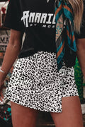 Leopard Print Button Overlap Denim Shorts - Aura Apparel