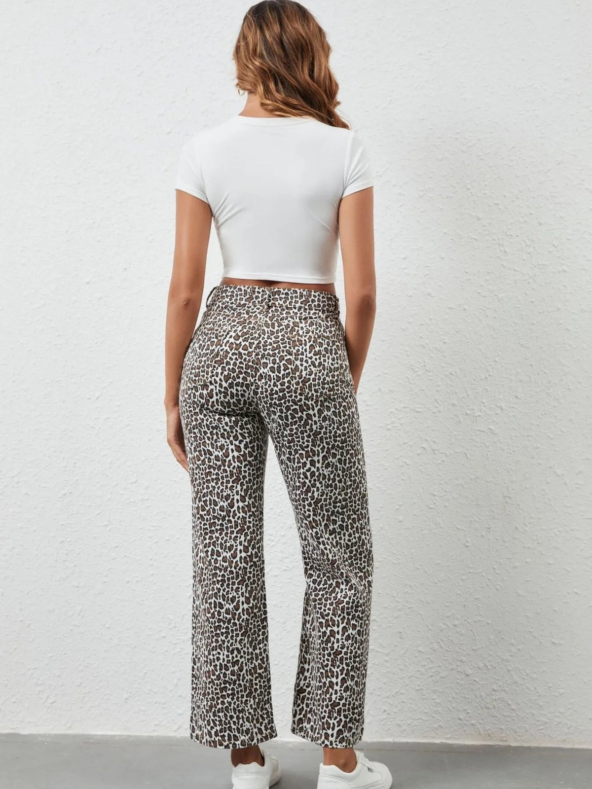 Leopard Print Wide Leg Jeans - Aura Apparel