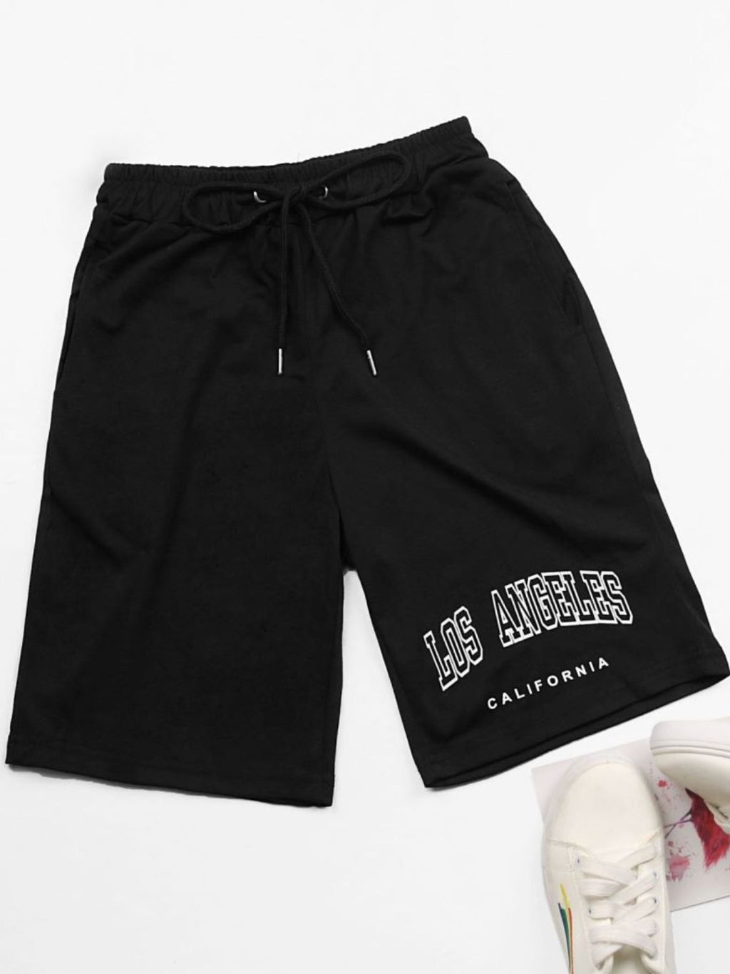 LOS ANGELES CALIFORNIA Graphic Drawstring Shorts - Aura Apparel