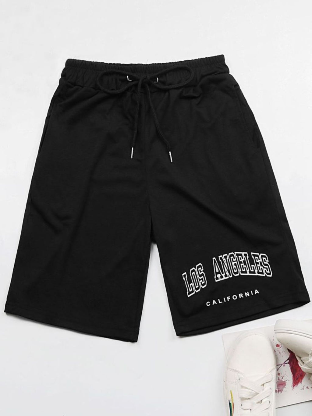 LOS ANGELES CALIFORNIA Graphic Drawstring Shorts - Aura Apparel