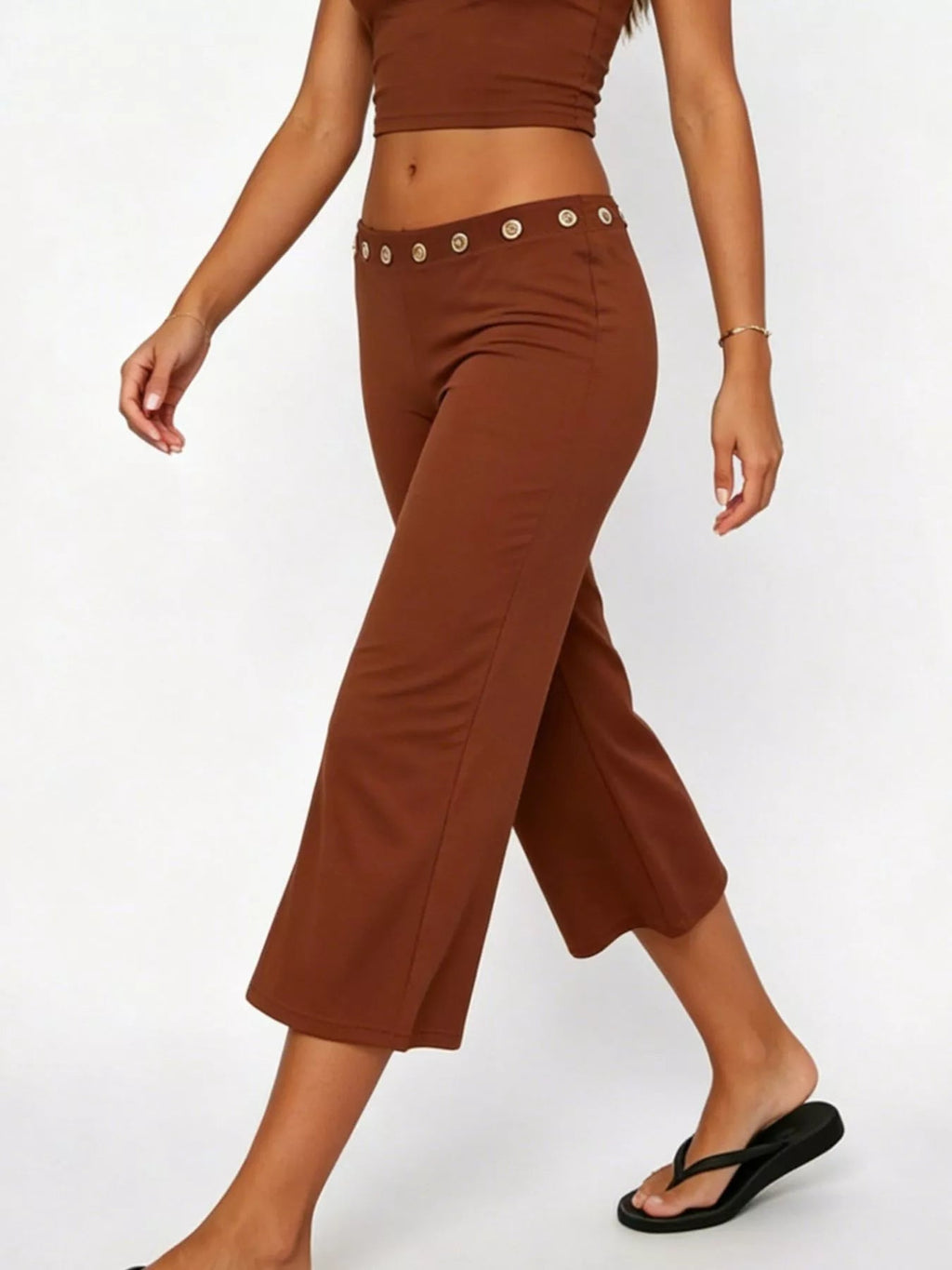 Mid Rise Capris Pants - Aura Apparel