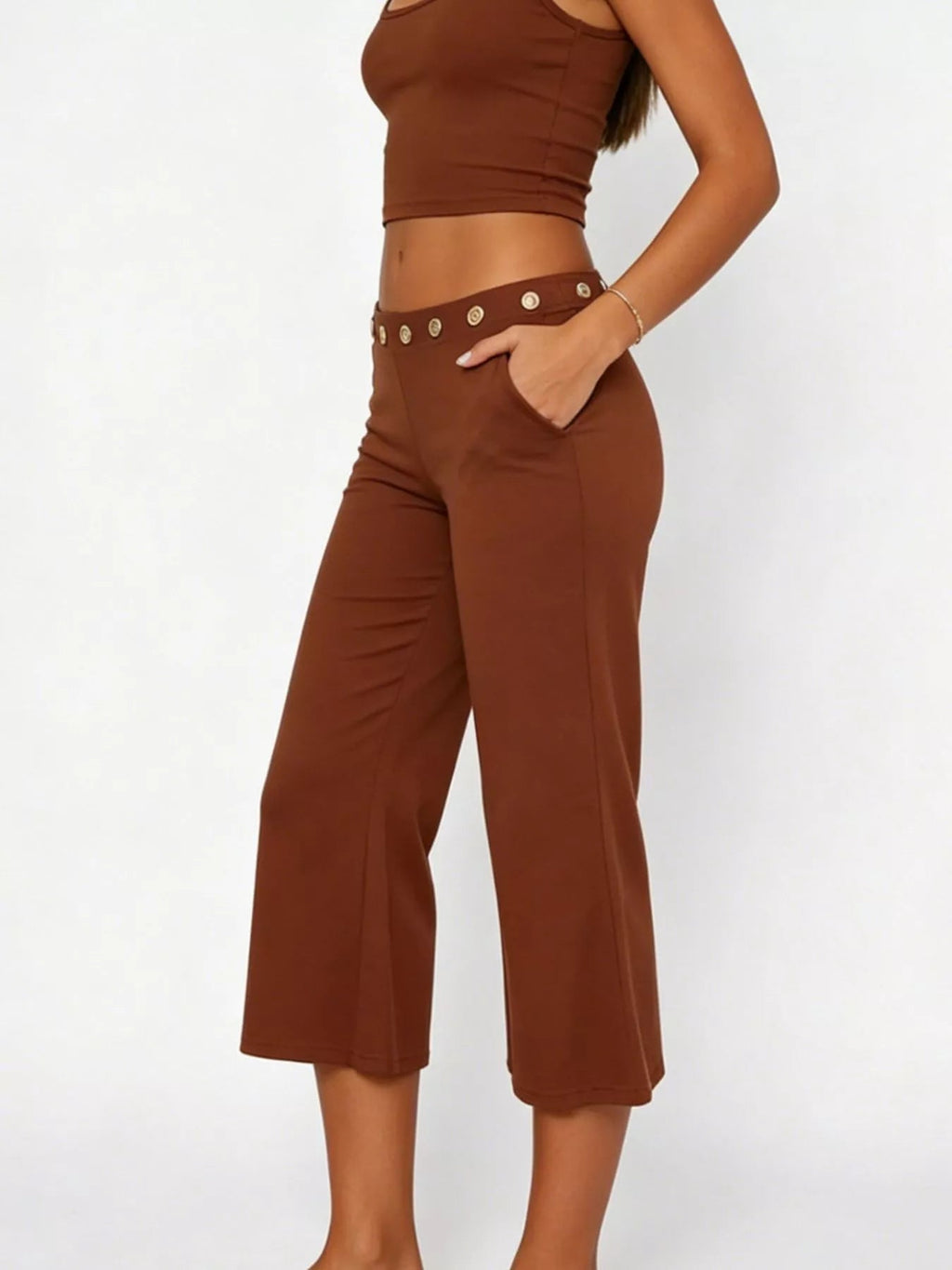 Mid Rise Capris Pants - Aura Apparel