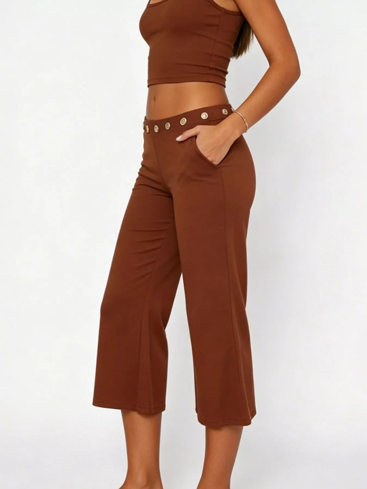 Mid Rise Capris Pants - Aura Apparel