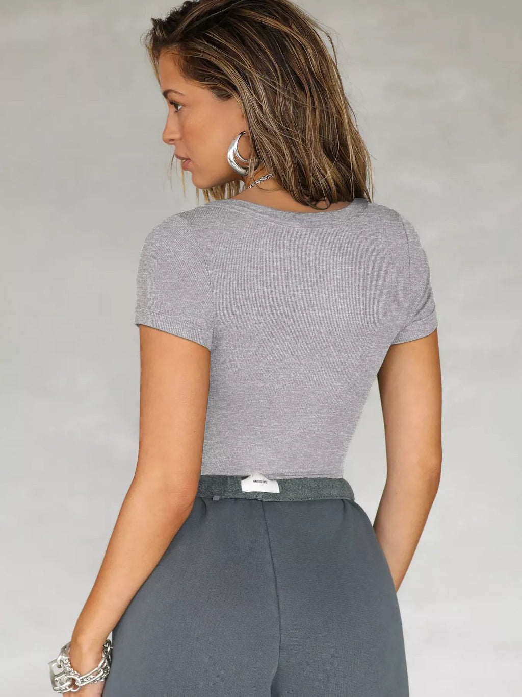 Notched Short Sleeve T-Shirt - Aura Apparel