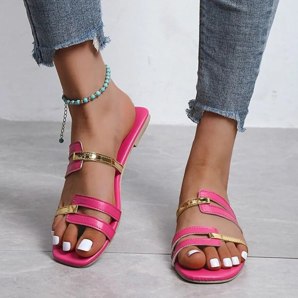 Open Toe Flats Sandals - Aura Apparel