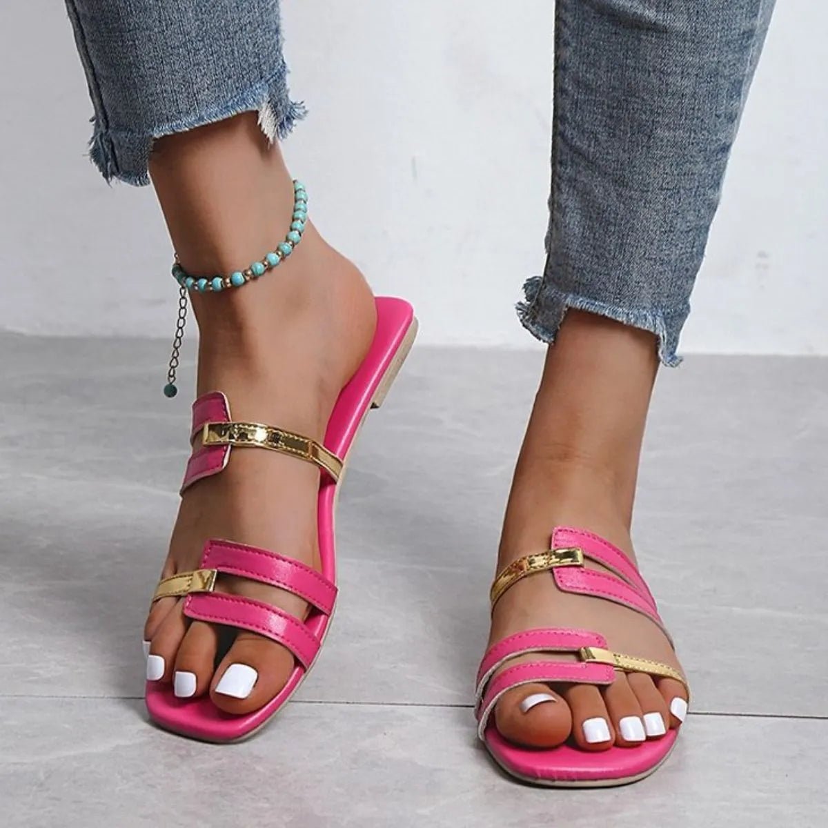 Open Toe Flats Sandals - Aura Apparel