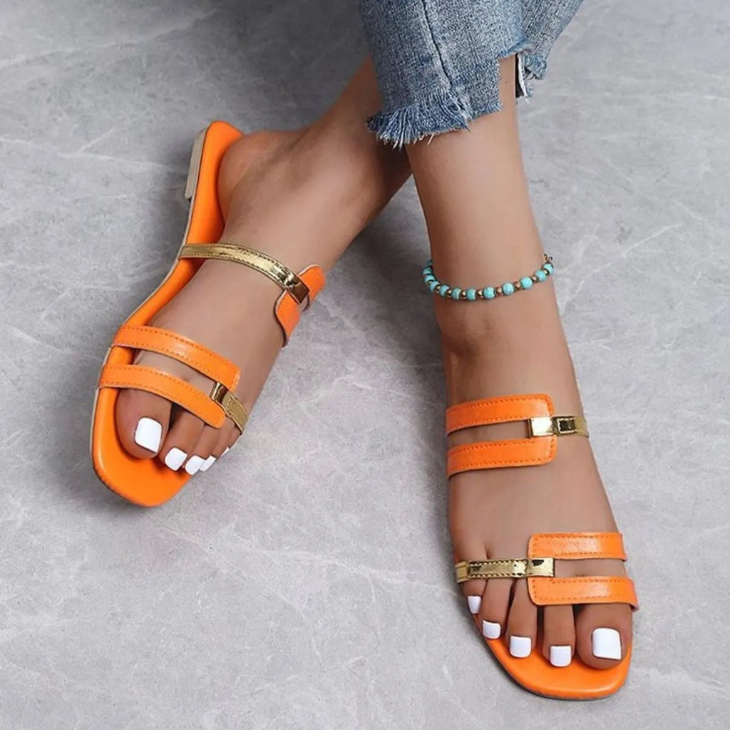 Open Toe Flats Sandals - Aura Apparel
