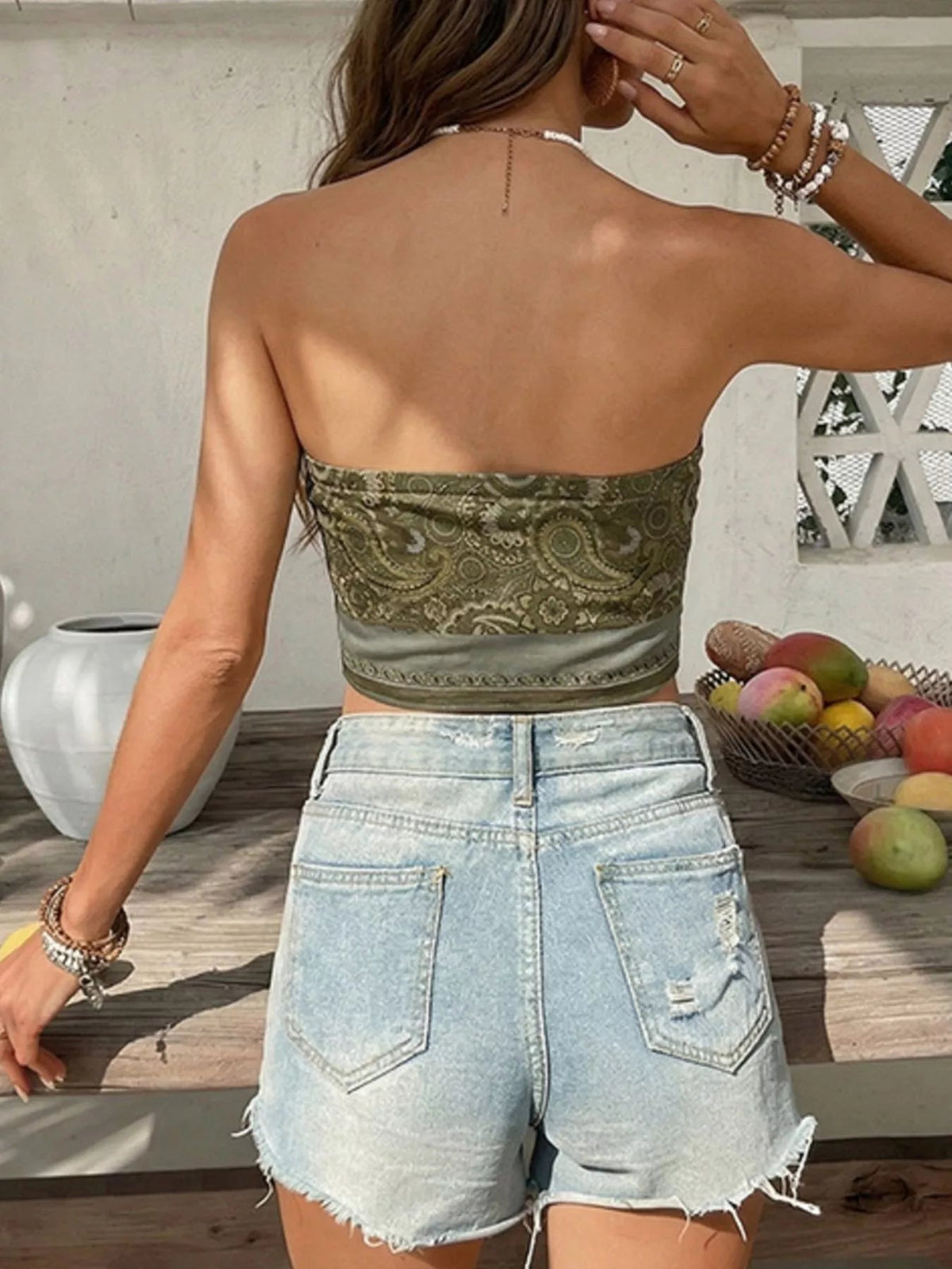 Paisley Print Tube Top - Aura Apparel