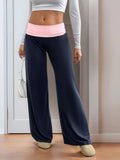 Perfee Contrast Wide Leg Pants - Aura Apparel