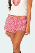 Plaid Elastic Waist Shorts - Aura Apparel