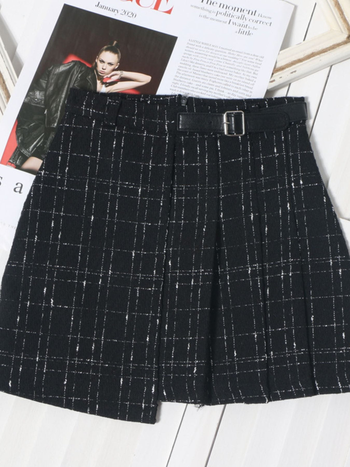Pleated Plaid Mini Skirt - Aura Apparel