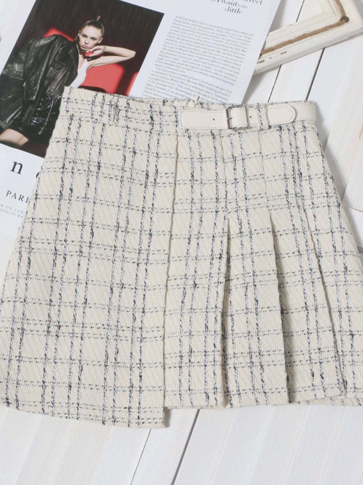 Pleated Plaid Mini Skirt - Aura Apparel