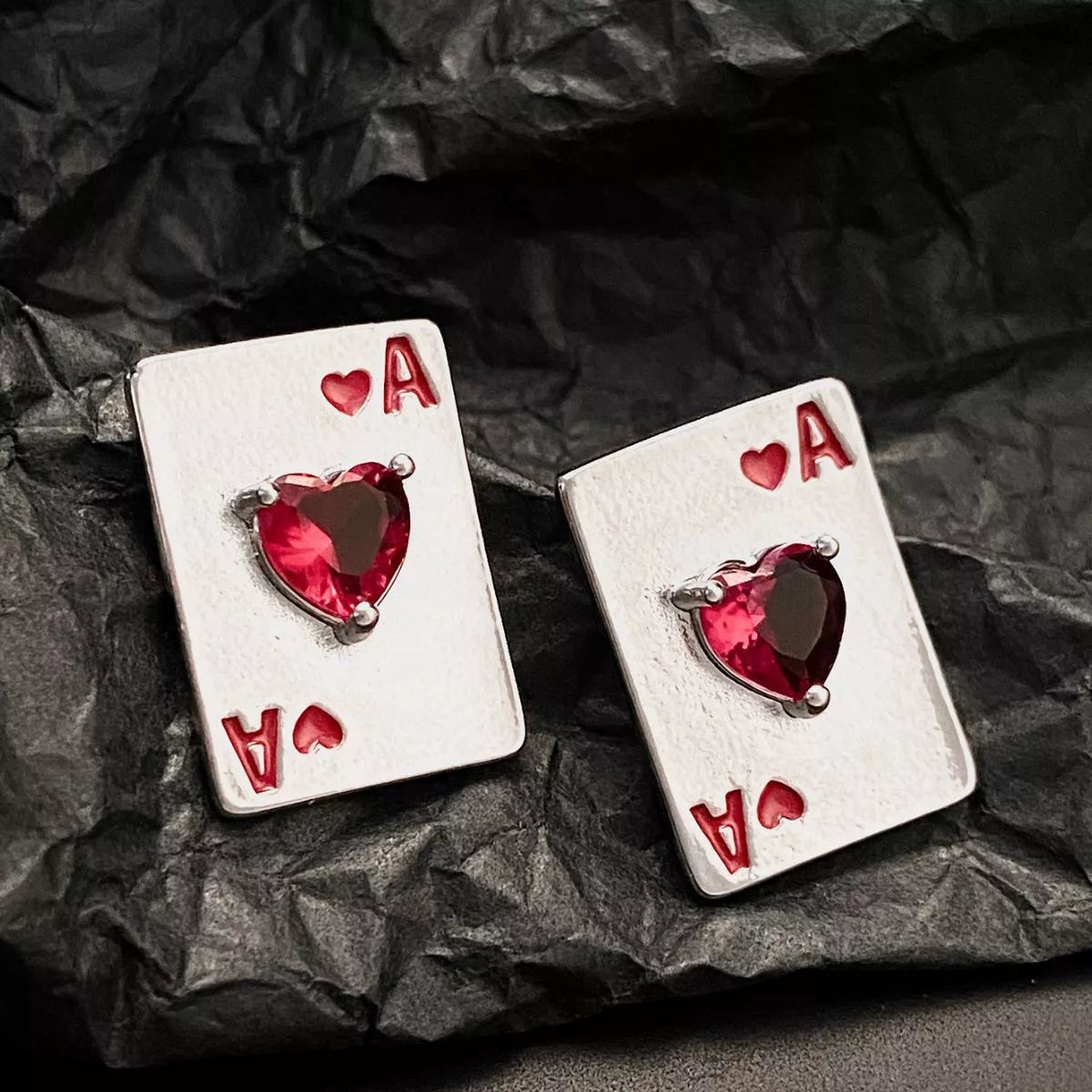 Poker Card Ace of Hearts Stud Earrings - Aura Apparel
