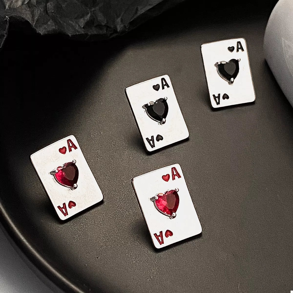 Poker Card Ace of Hearts Stud Earrings - Aura Apparel