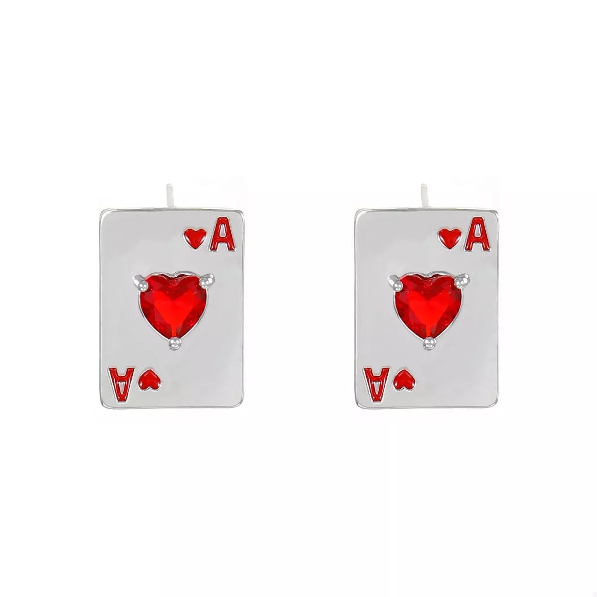 Poker Card Ace of Hearts Stud Earrings - Aura Apparel