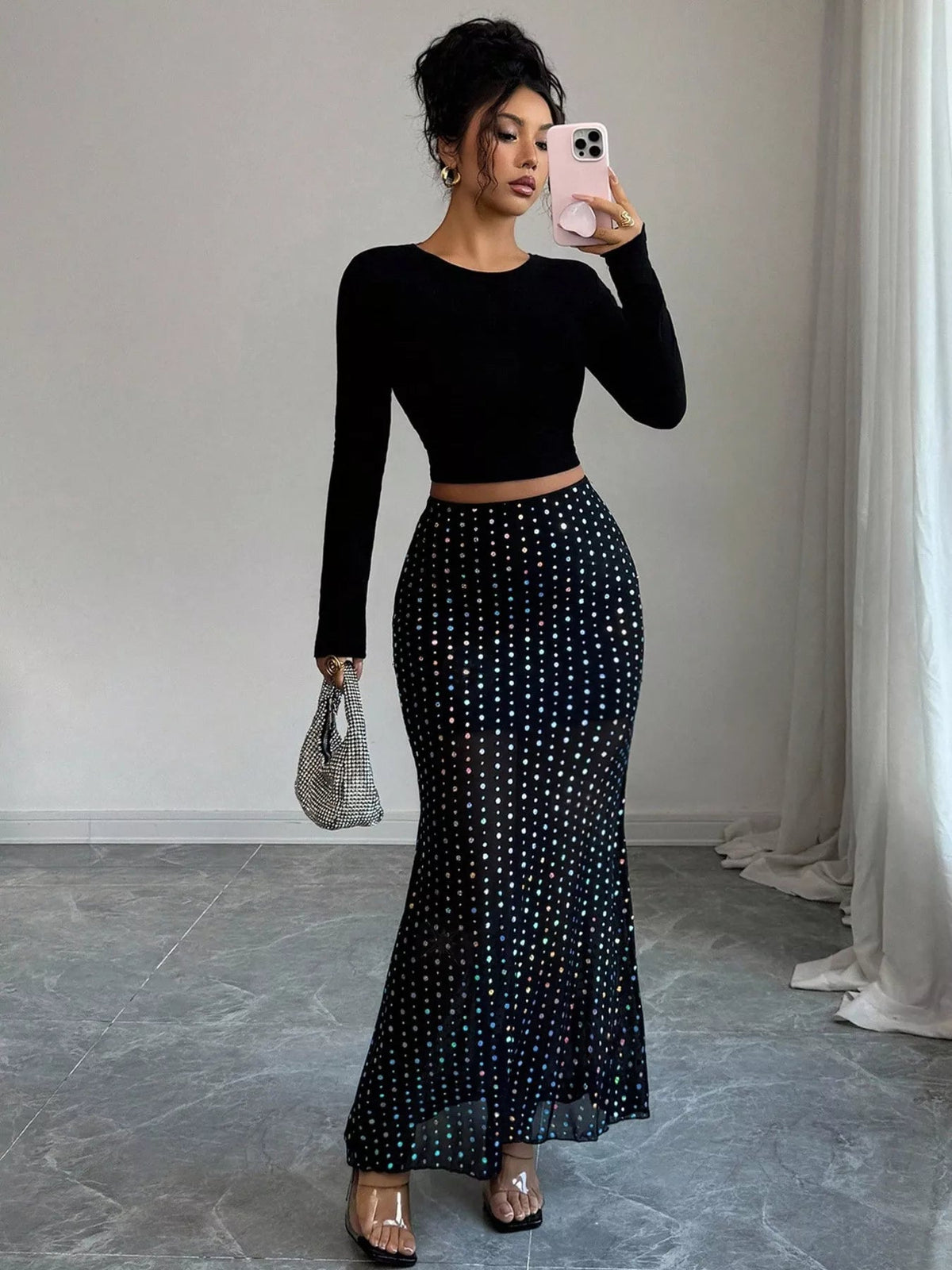 Polka Dot Maxi Skirt - Aura Apparel