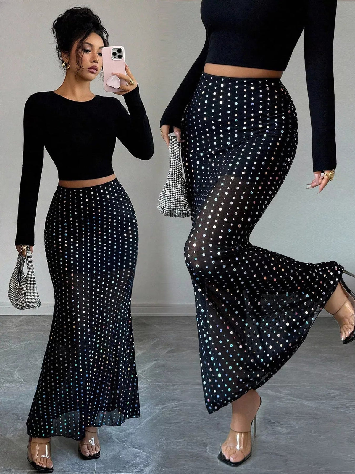Polka Dot Maxi Skirt - Aura Apparel