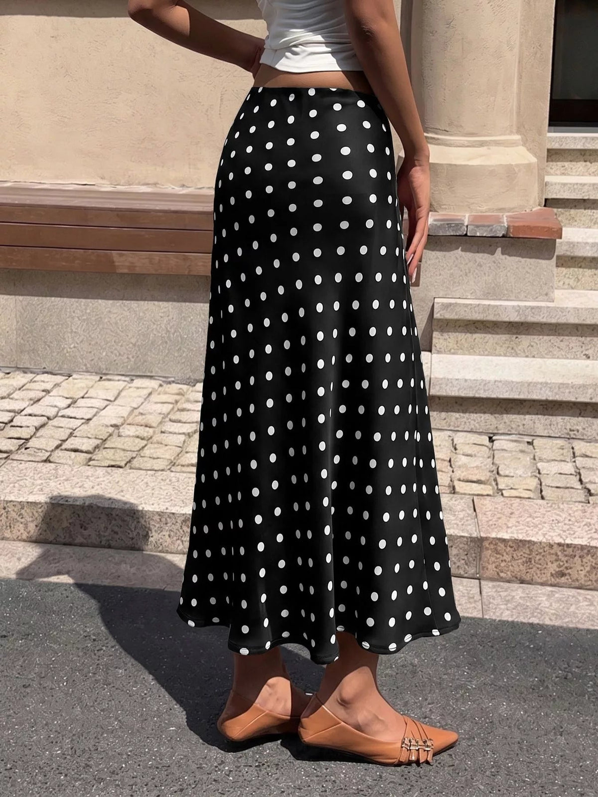 Polka Dot Midi Skirt - Aura Apparel