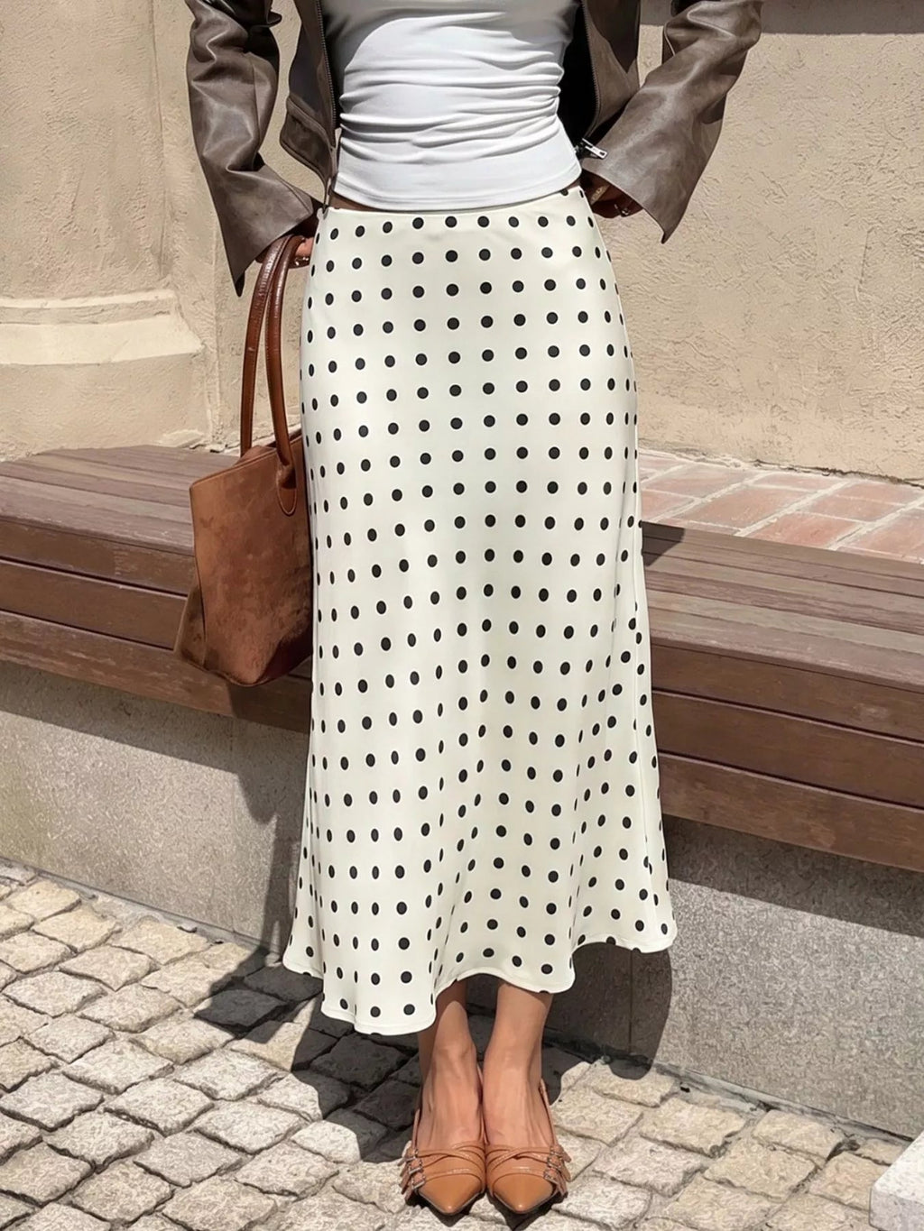 Polka Dot Midi Skirt - Aura Apparel