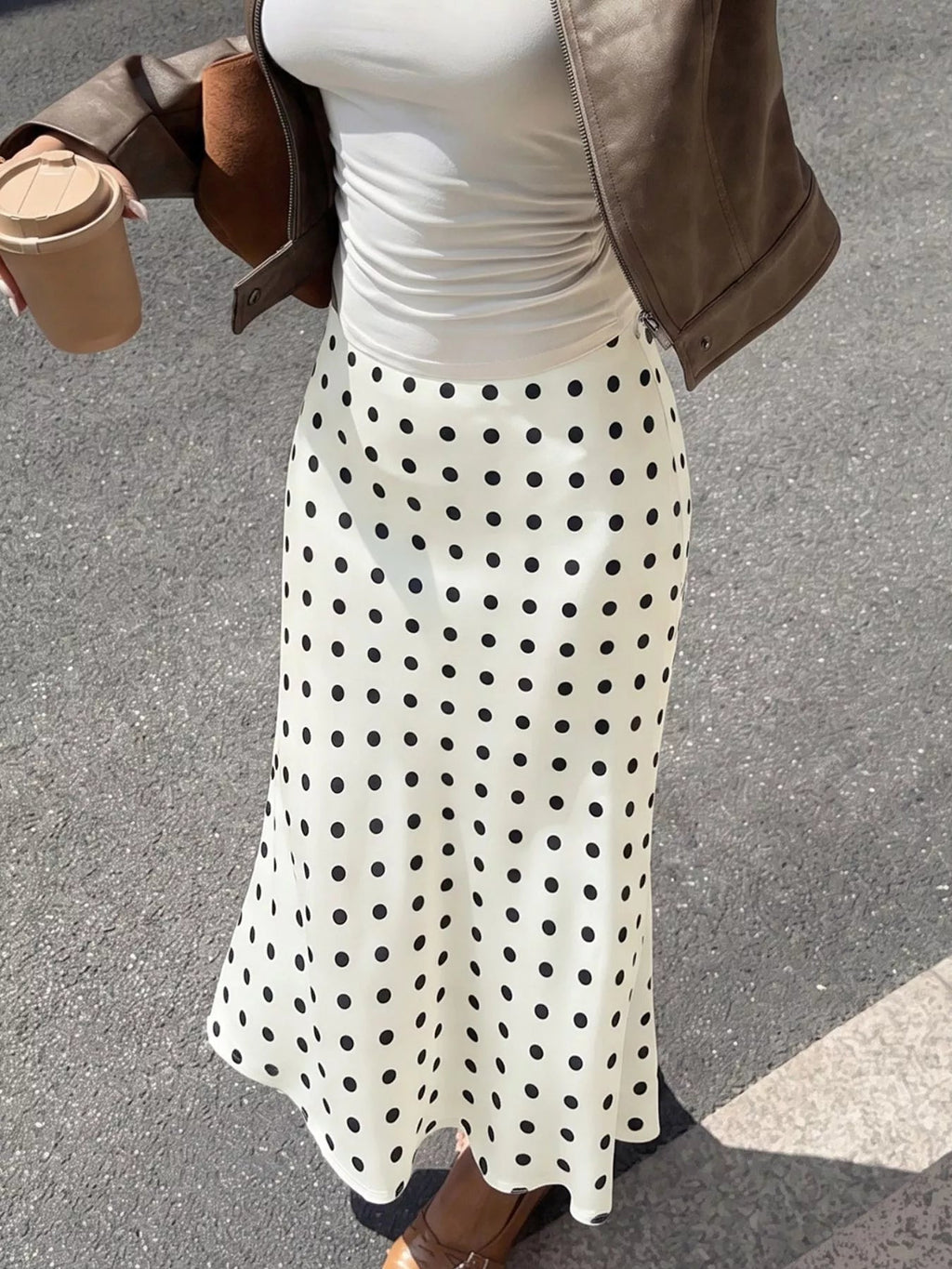 Polka Dot Midi Skirt - Aura Apparel