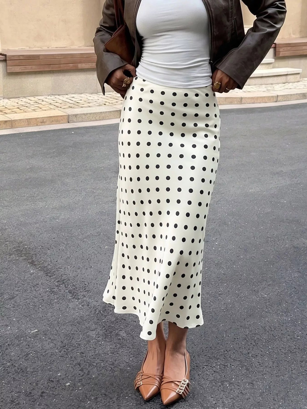 Polka Dot Midi Skirt - Aura Apparel