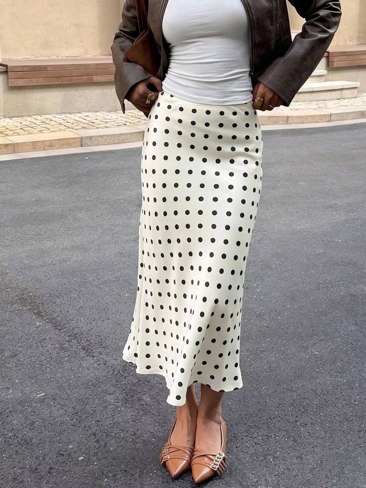 Polka Dot Midi Skirt - Aura Apparel