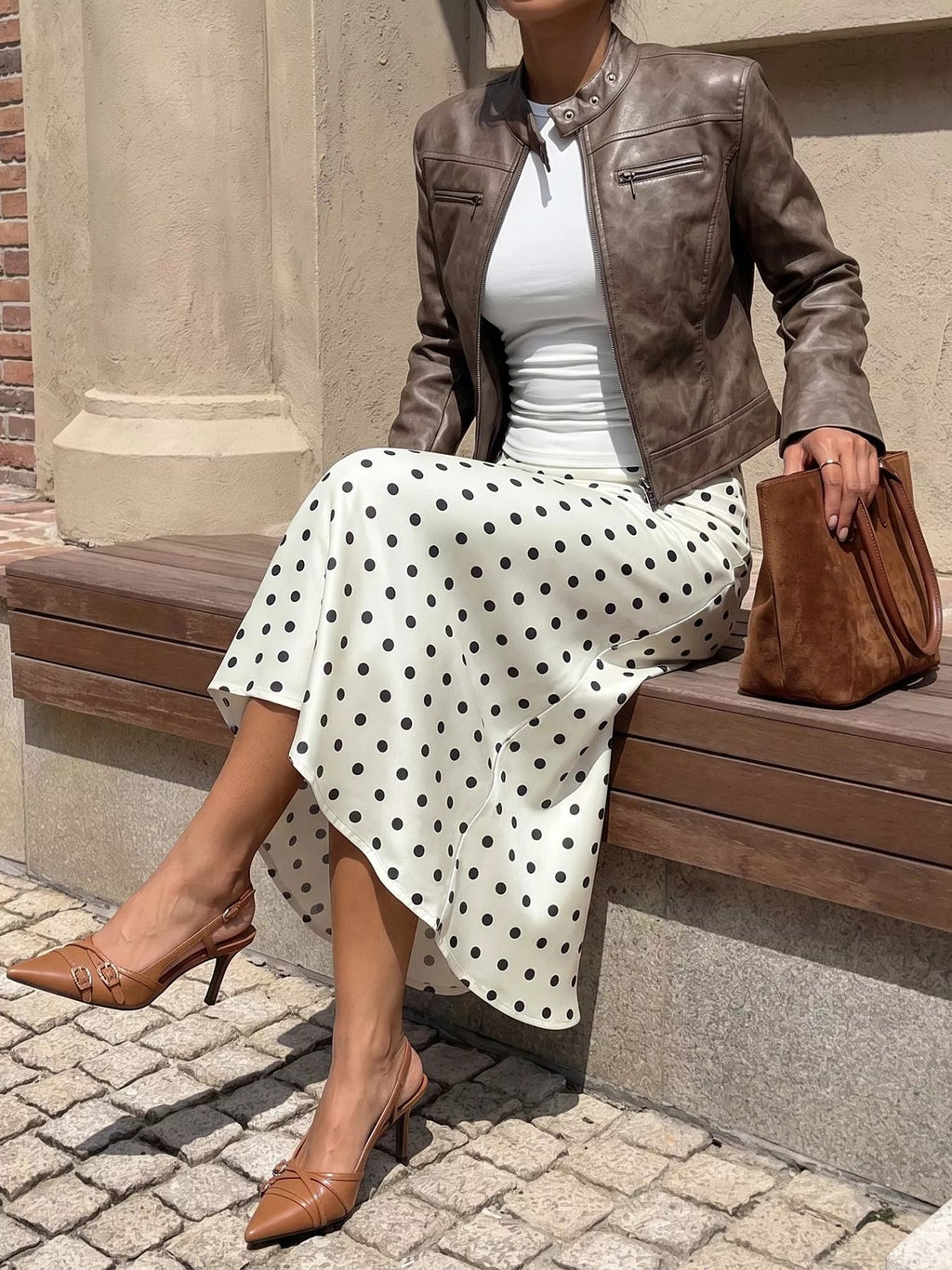 Polka Dot Midi Skirt - Aura Apparel