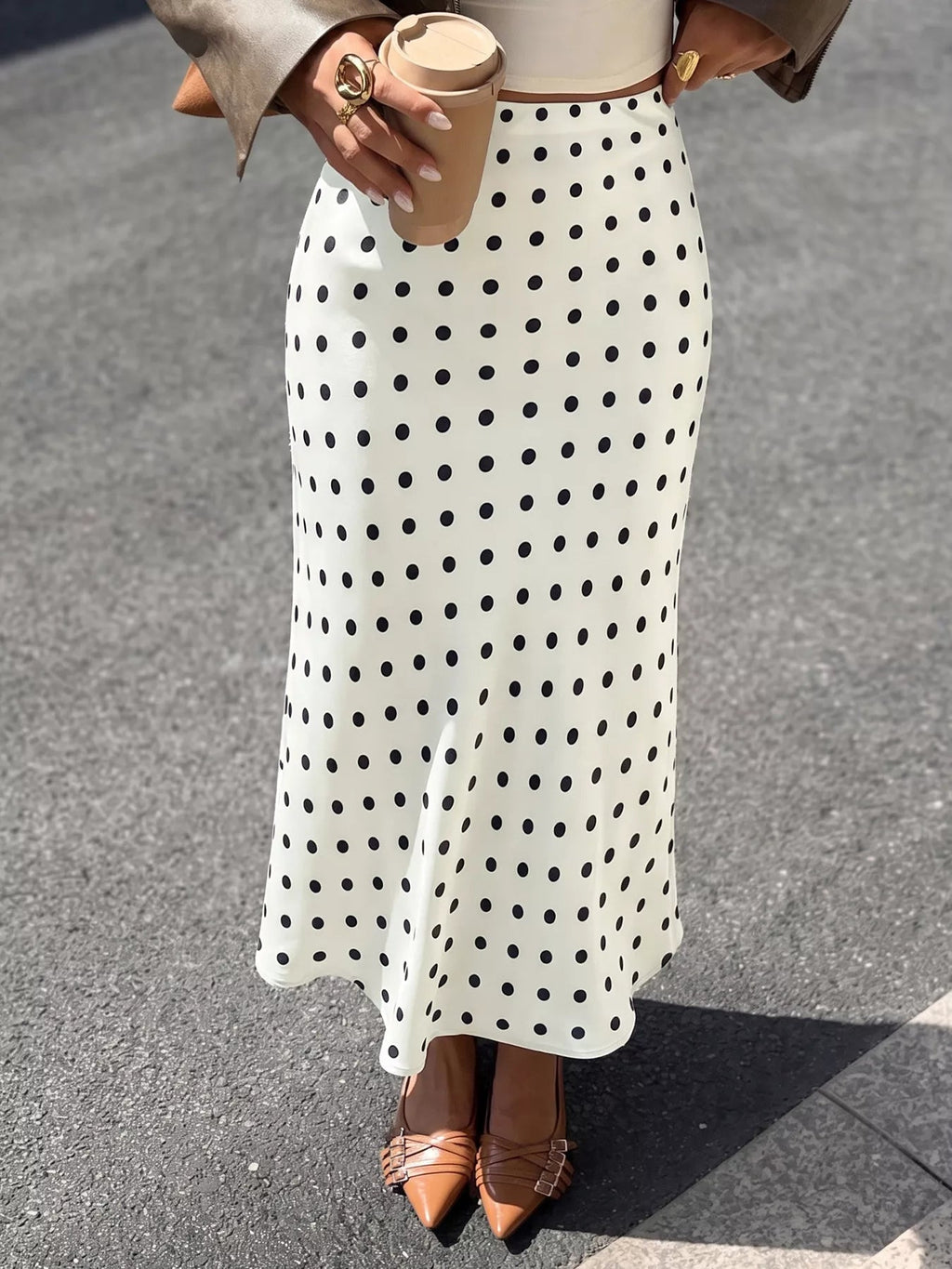 Polka Dot Midi Skirt - Aura Apparel