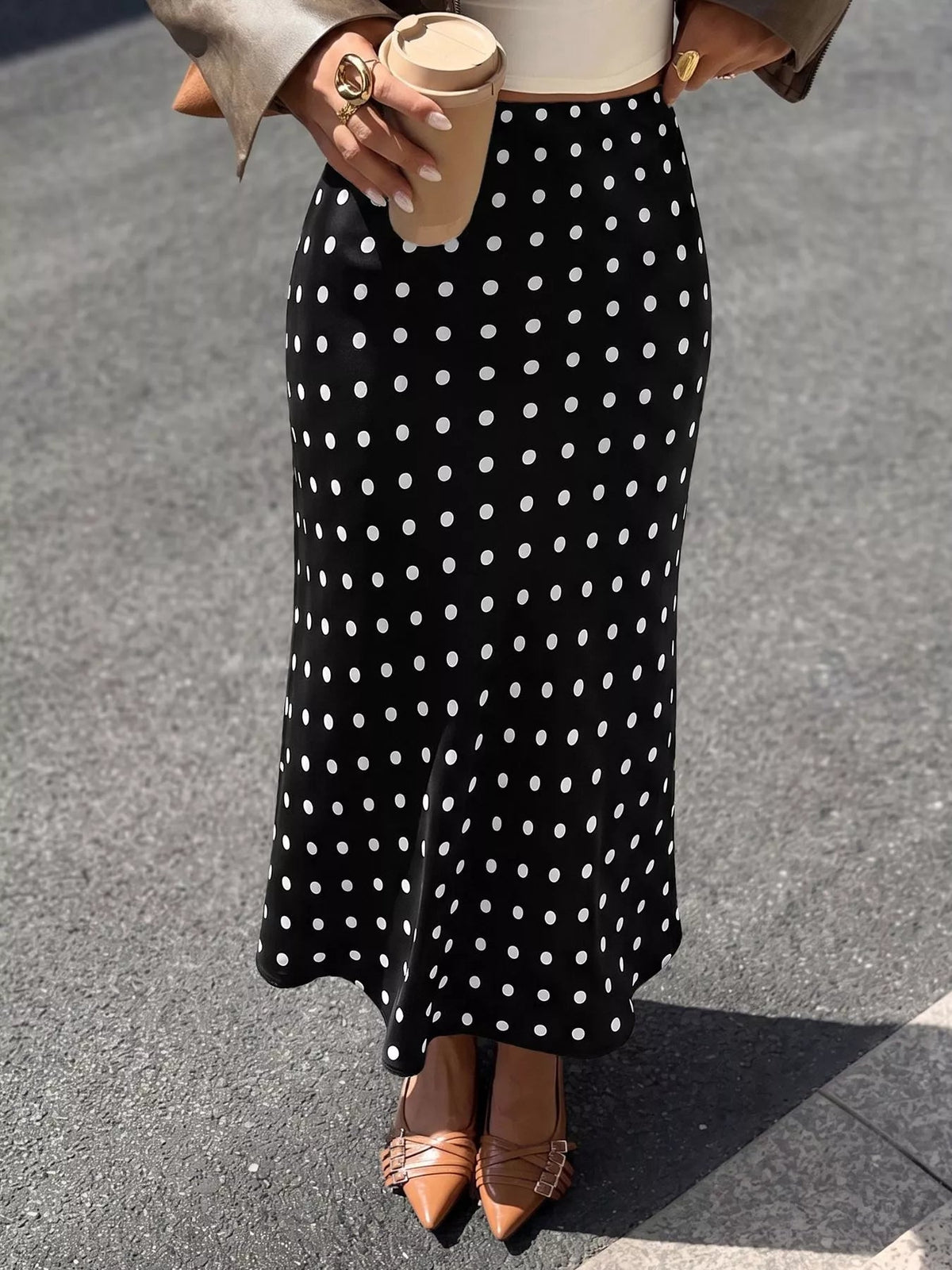 Polka Dot Midi Skirt - Aura Apparel