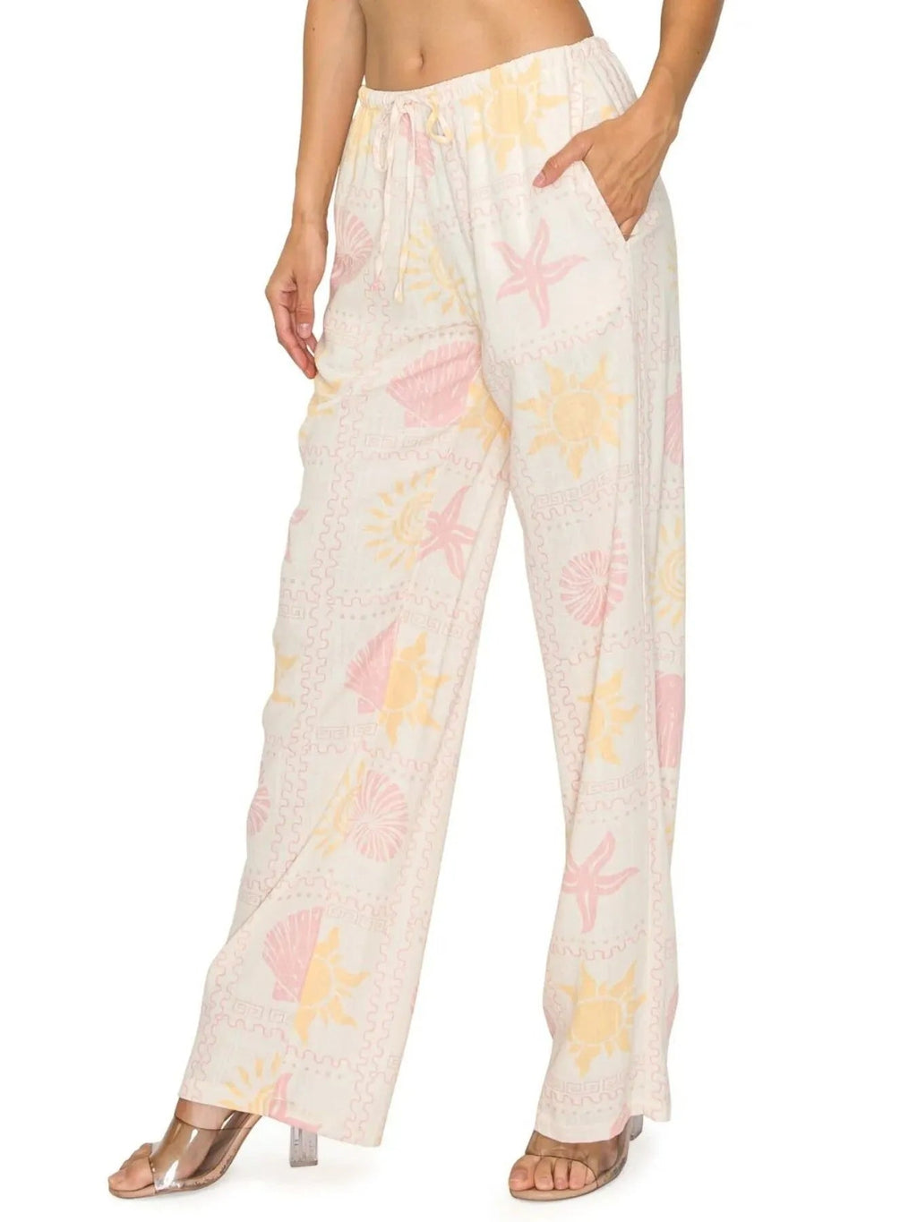 Printed Drawstring Straight Pants - Aura Apparel