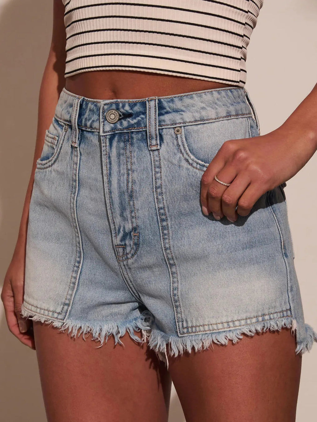 Raw Hem Denim Shorts - Aura Apparel